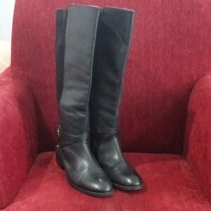 Sz.9 Black Ralph Lauren Dual Leather/Suede Women's Mariah Riding Boots